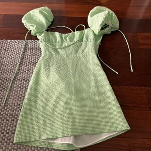 Zara Light Green Textured Dress